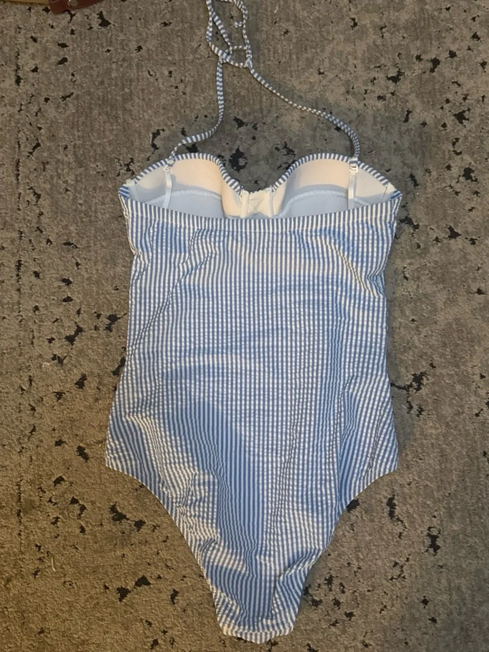 J.Crew Blue & White Seersucker One-Piece Swimsuit